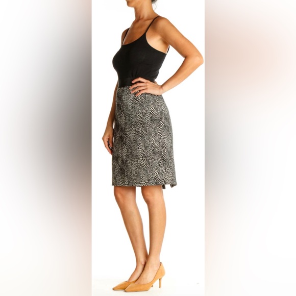 ANN TAYLOR Knit Knee High Waisted Pencil Skirt Mosaic print Black/white. (S) - Picture 2 of 16